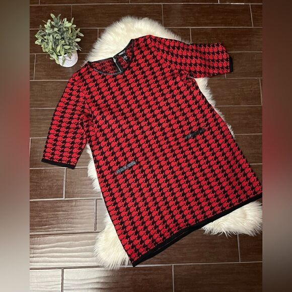 Gramercy 22 Knit 3/4 Sleeve Faux Leather Trimmed Zip Back Shift Dress sz 3X - Picture 2 of 7